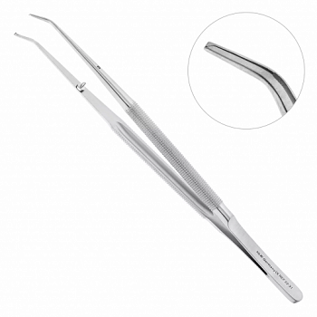 Микро-Пинцет Gomel хирургический, изогнутый, 18см, 22-31*
