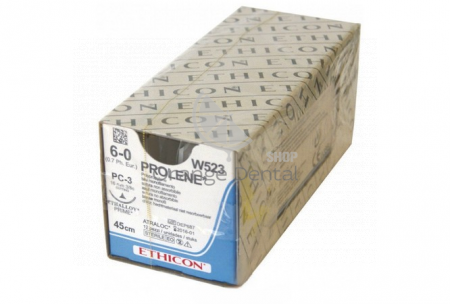 W523 Prolene/Пролен 6/0 45см синий реж 16мм 3/8 х 12шт