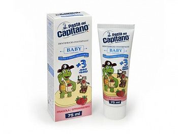 Детская зубная паста Pasta del CAPITANO Возраст 3+  Клубника  75 мл, Италия