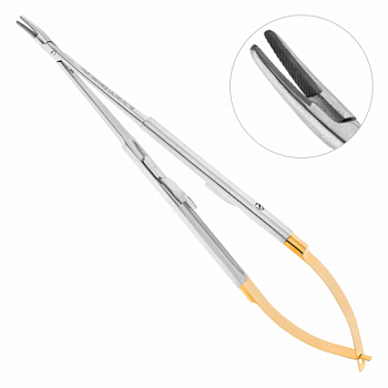 Иглодержатель Micro-Nadelhalter TC, изогнутый, 18 см 40-46