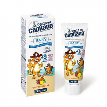 Детская зубная паста Pasta del CAPITANO возраст 3+  Тутти Фрути  75 мл, Италия